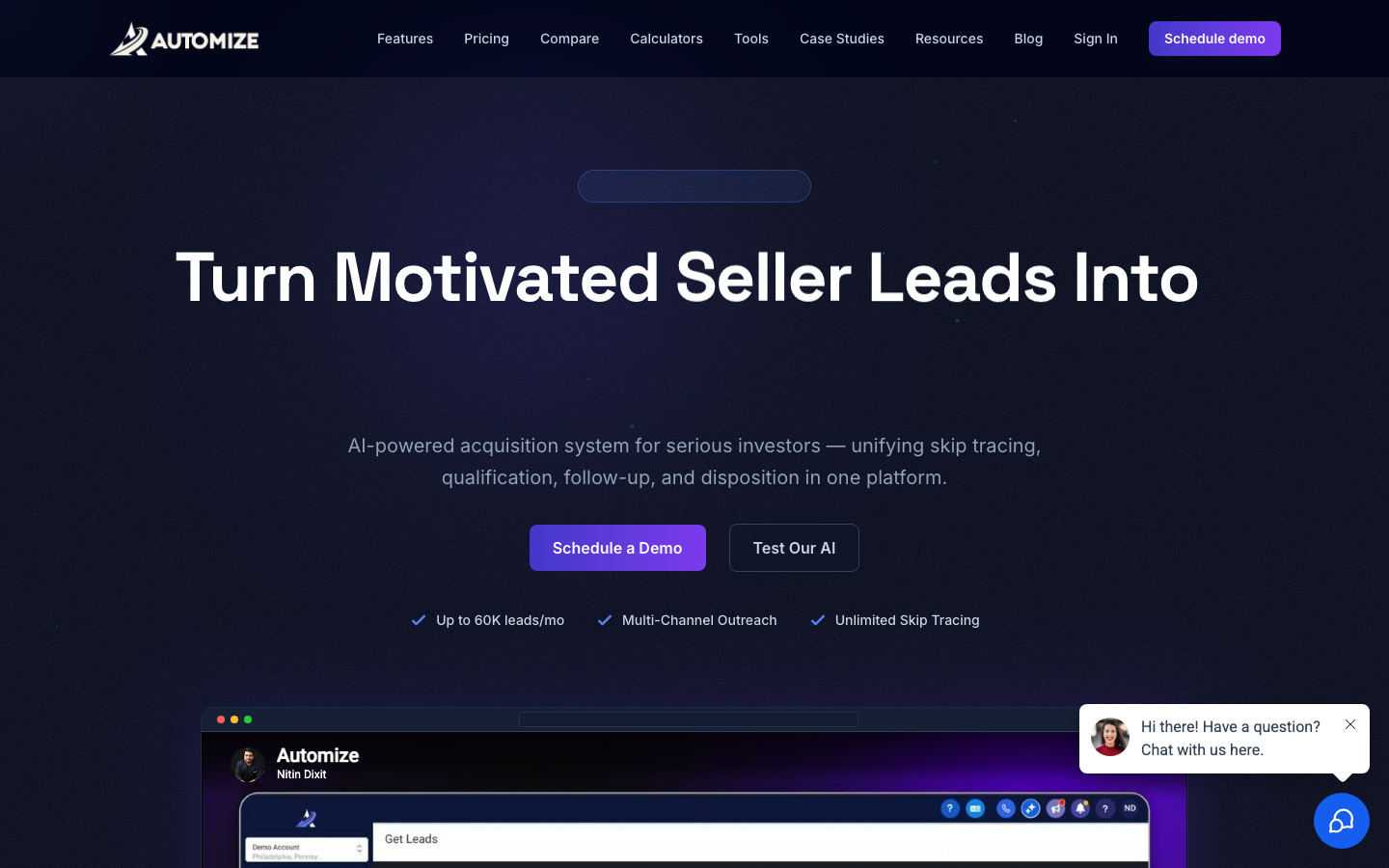 Automize CRM website screenshot